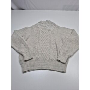 Alpaca International Sweater Womens Large White 100% Baby Alpaca Cable V Neck